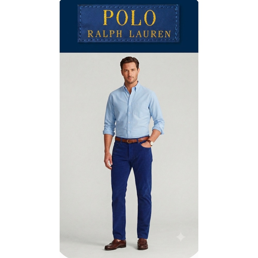 Polo Ralph Lauren Mens Classic Fit Corduroy Pants Royal Blue 34x30 Stretch